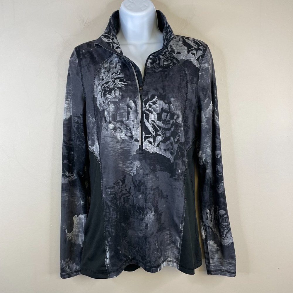 Champion Womens Half Zip Jacket Top M Black Gothic Rose Duo Dry Reflective